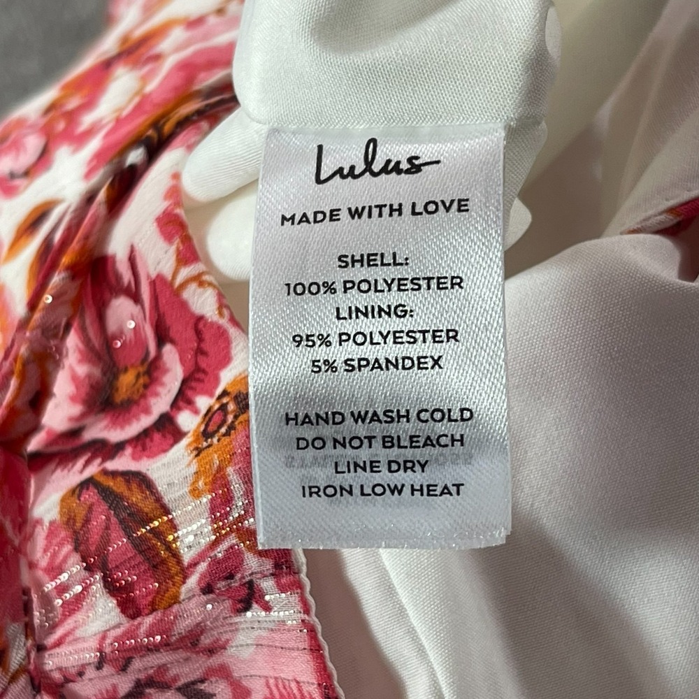 Lulus Maxi Floral Tiered Ruffle Dress Womens M Pink Red Sleeveless - Picture 8 of 9
